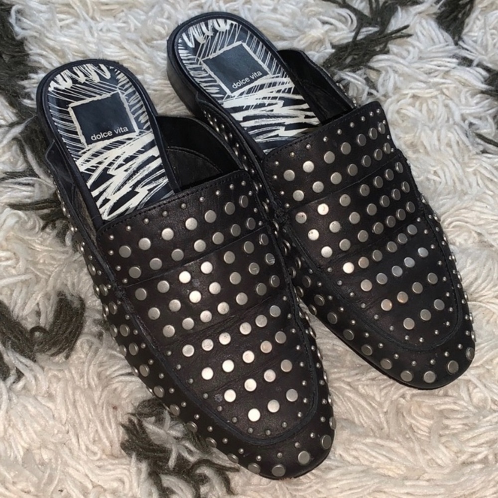 Dolce Vita Maura Leather Stud Mule Black 7